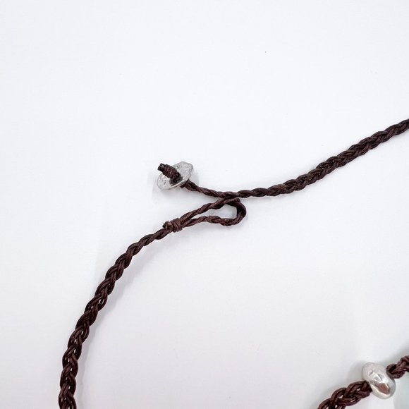 BOHO Vibes Baby Blue Dyed Quarts Braided Brown Cord 18” Necklace - Picture 5 of 7